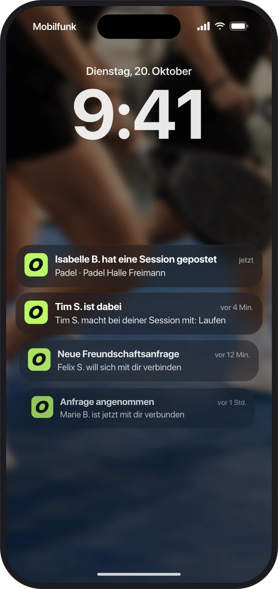Push-Nachrichten zu neuen Sessions und Zusagen